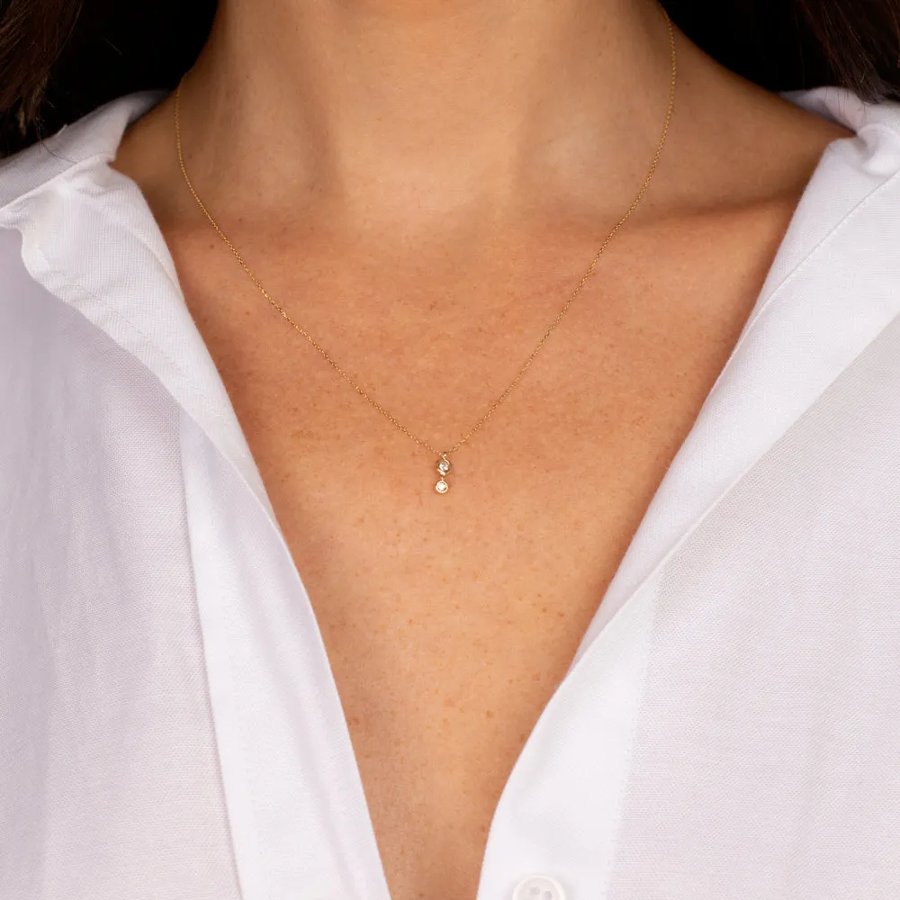 Diamond Double Bezel Drop Necklace 14K sold by Adina Eden's product image thumbnail 2