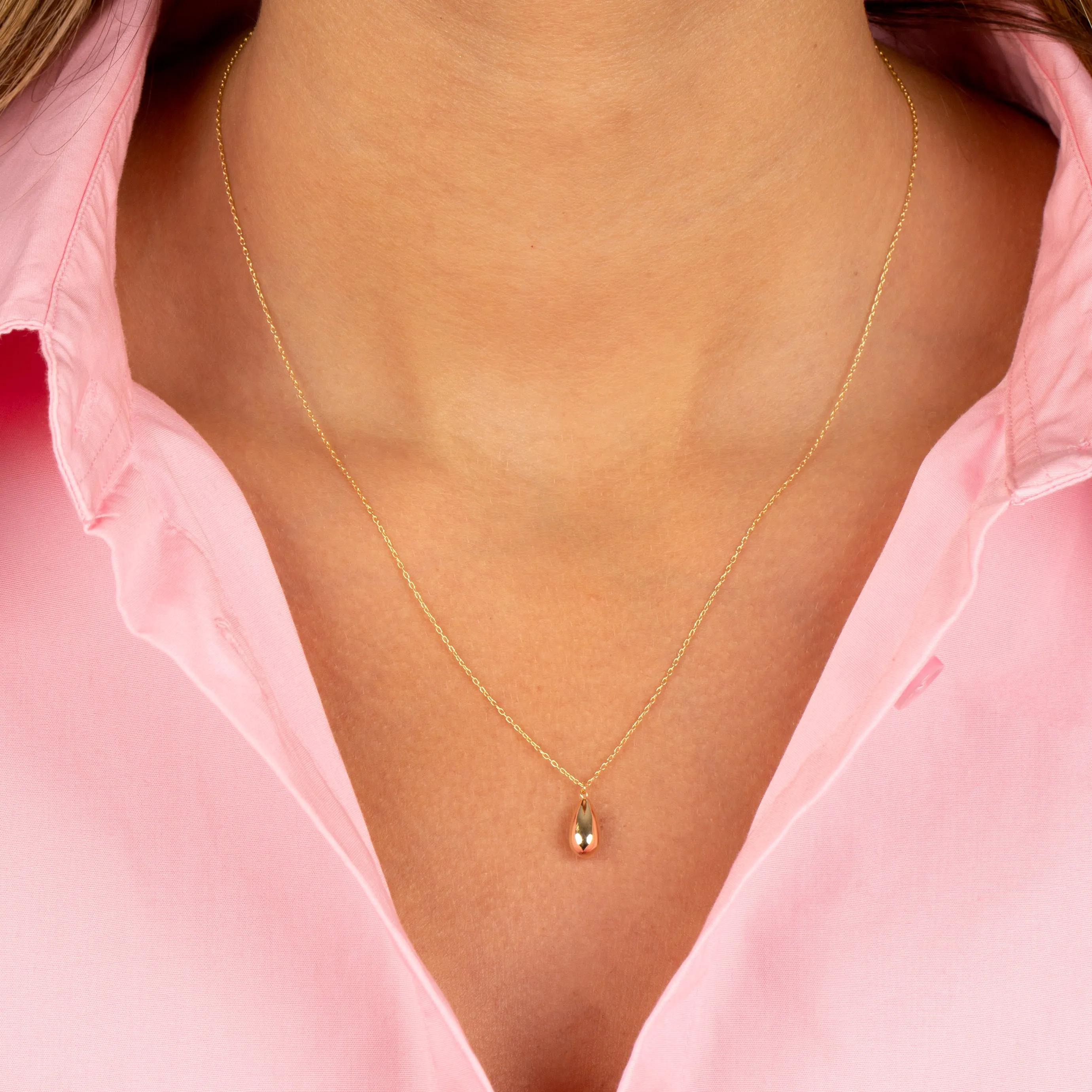 Solid Puffy Teardrop Necklace 14K sold by Adina Eden's product image thumbnail 2