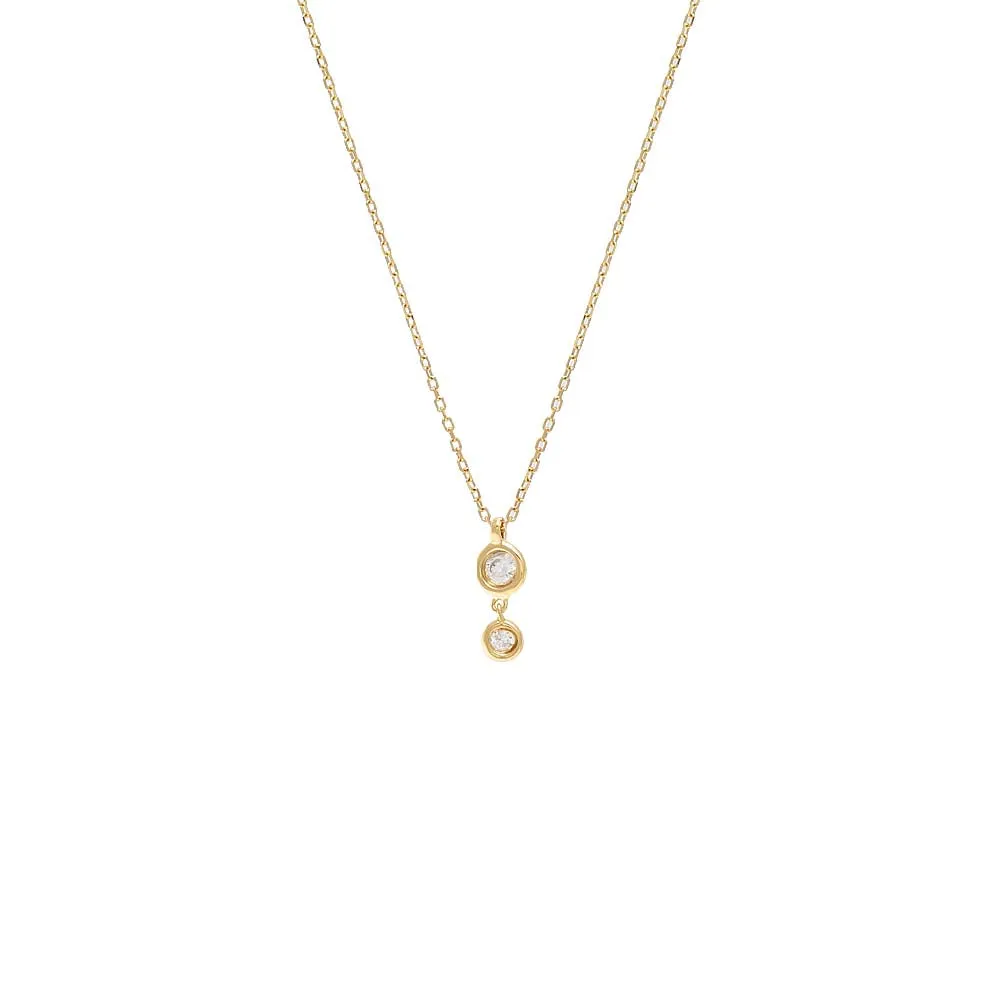 Diamond Double Bezel Drop Necklace 14K sold by Adina Eden's