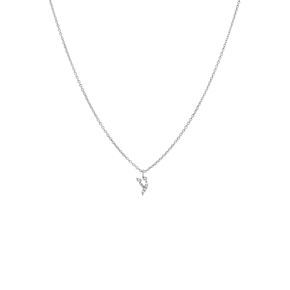 Diamond Pave Hebrew Initial Necklace 14K sold by Adina Eden's product image thumbnail 2