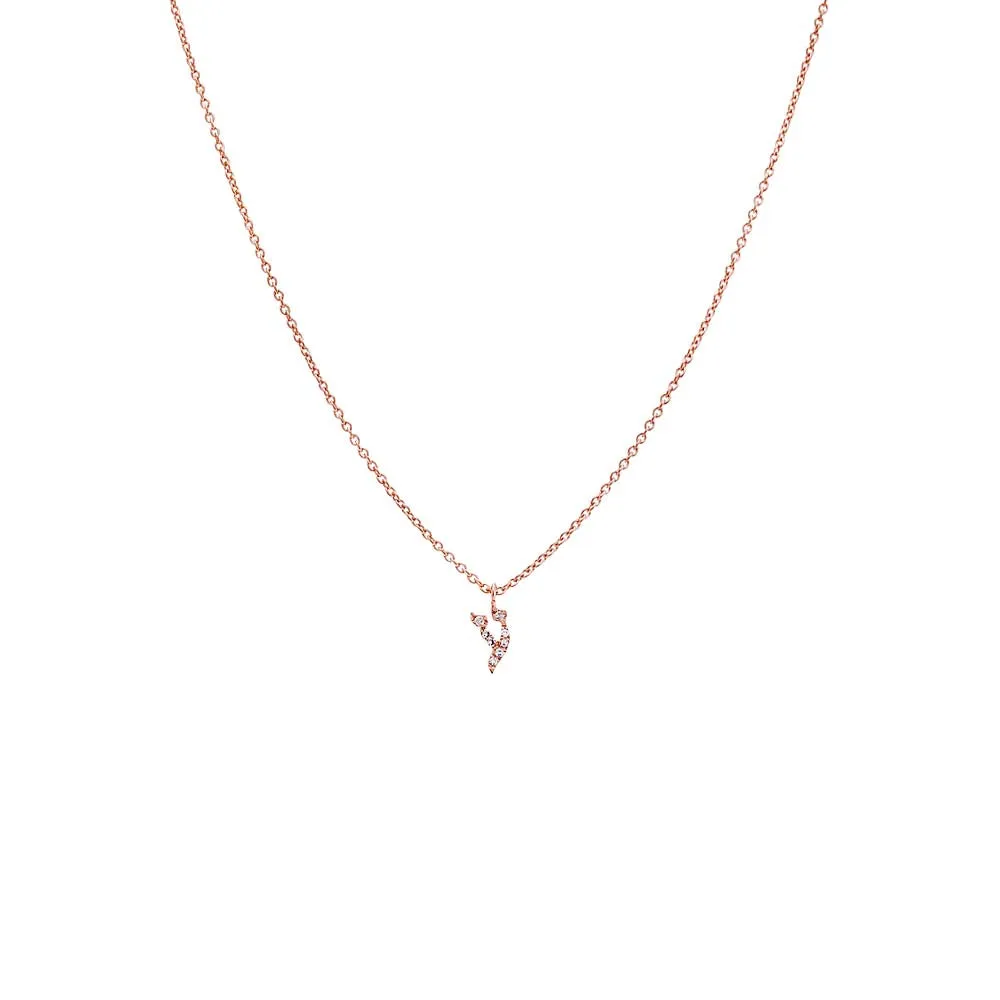 Diamond Pave Hebrew Initial Necklace 14K sold by Adina Eden's product image thumbnail 3