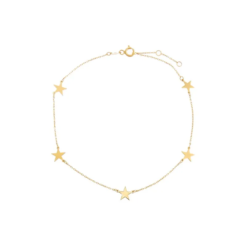 Solid Multi Star Anklet 14K sold by Adina Eden's