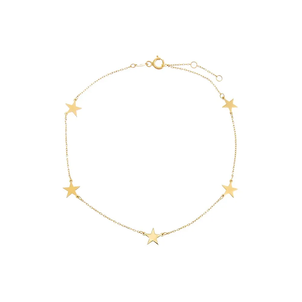 Solid Multi Star Anklet 14K sold by Adina Eden's