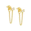 Colored Solitaire CZ Front Back Chain Stud Earring sold by Adina Eden's