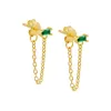Colored Solitaire CZ Front Back Chain Stud Earring sold by Adina Eden's