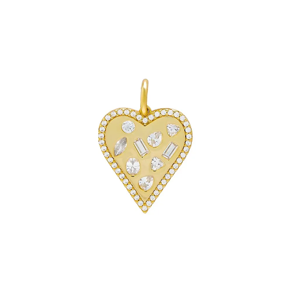 CZ Bezel Multishape Heart Necklace Charm sold by Adina Eden's product image thumbnail 2
