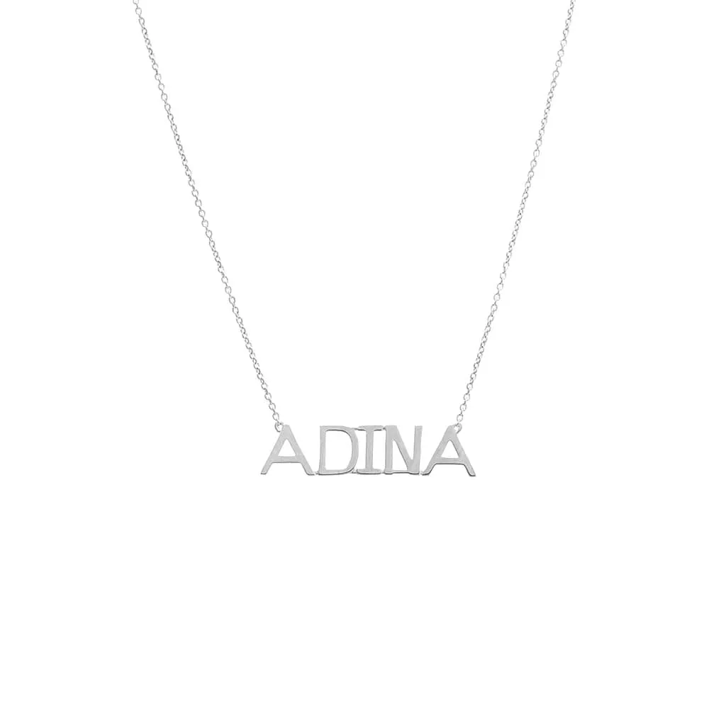 Solid Large Uppercase Block Nameplate Necklace 14K sold by Adina Eden's product image thumbnail 4