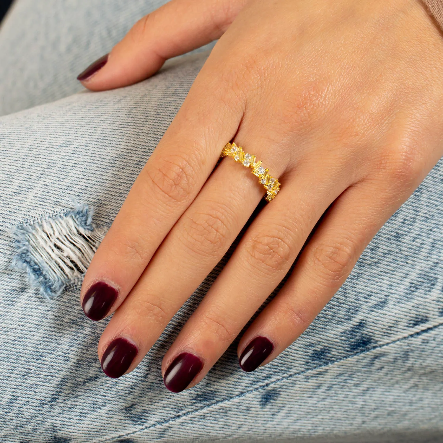 Multi Shape Stone Shape Eternity Band sold by Adina Eden's product image thumbnail 2