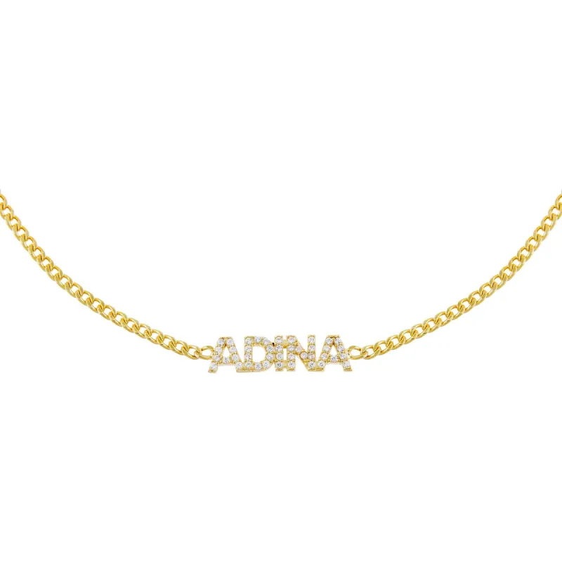 Pavé Nameplate Choker sold by Adina Eden's