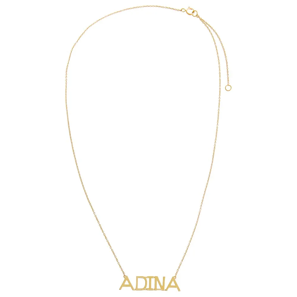 Solid Large Uppercase Block Nameplate Necklace 14K sold by Adina Eden's product image thumbnail 3