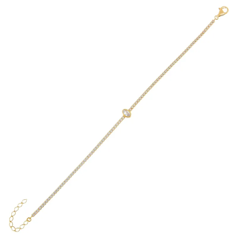 CZ Oval Tennis Bracelet sold by Adina Eden's