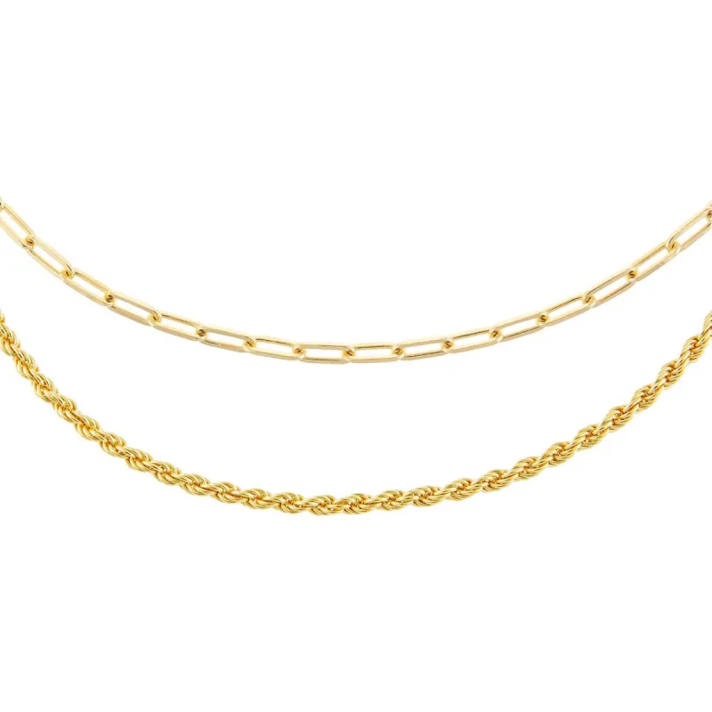 Oval Link X Rope Chain Necklace Combo Set sold by Adina Eden's