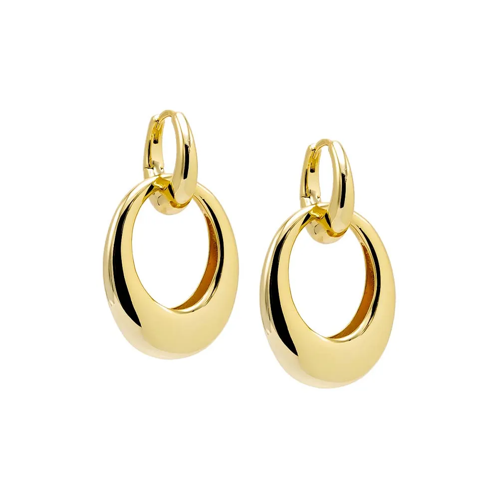 Graduated Oval Drop Huggie Earring sold by Adina Eden's