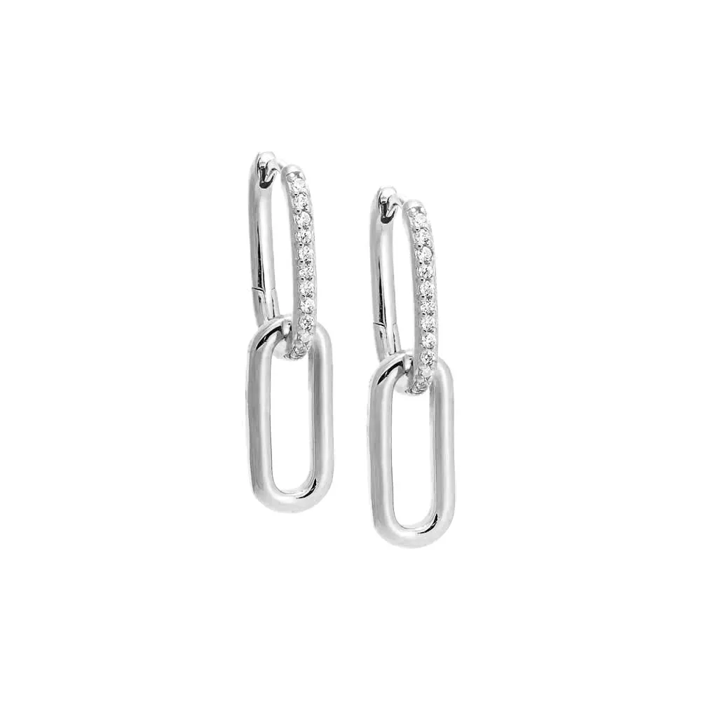 Solid-Pavé Drop Link Huggie Earring sold by Adina Eden's product image thumbnail 3