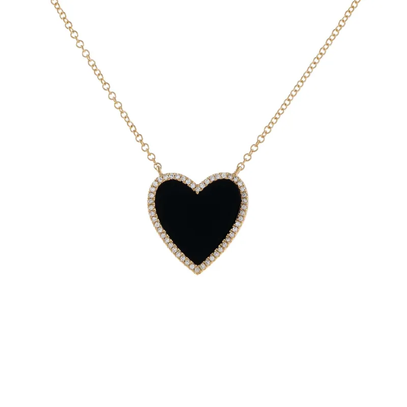 Diamond Onyx Heart Necklace 14K sold by Adina Eden's