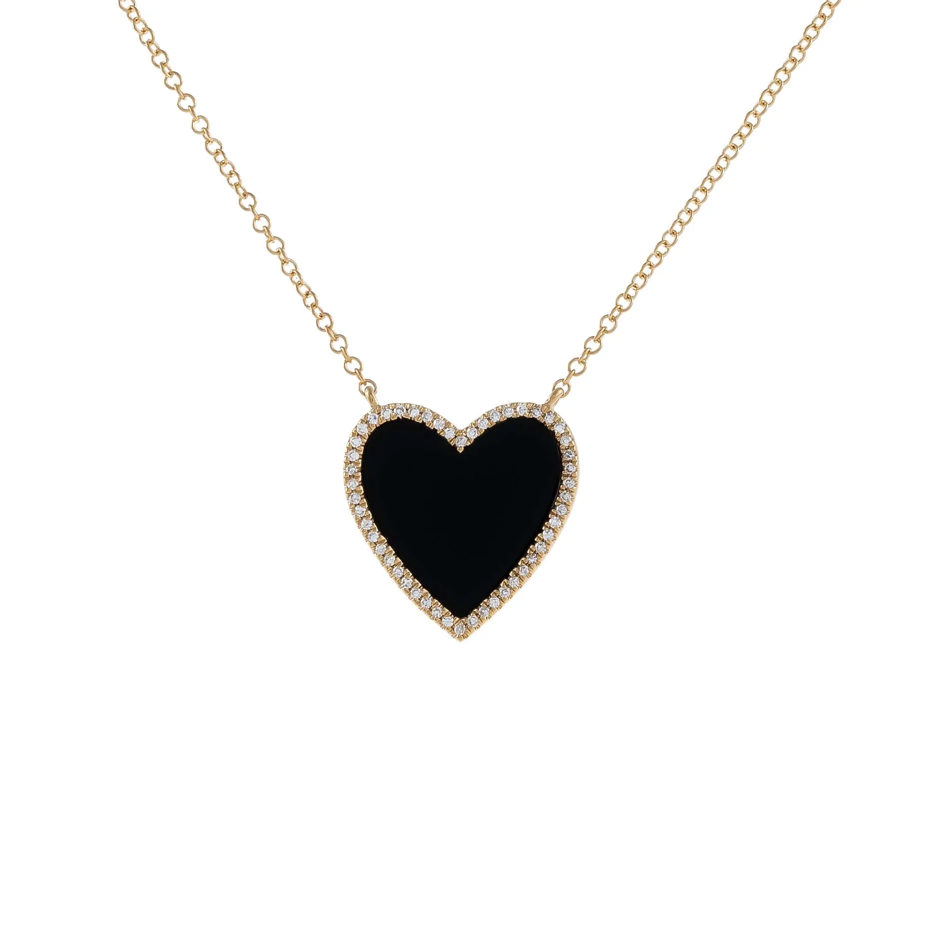 Diamond Onyx Heart Necklace 14K sold by Adina Eden's