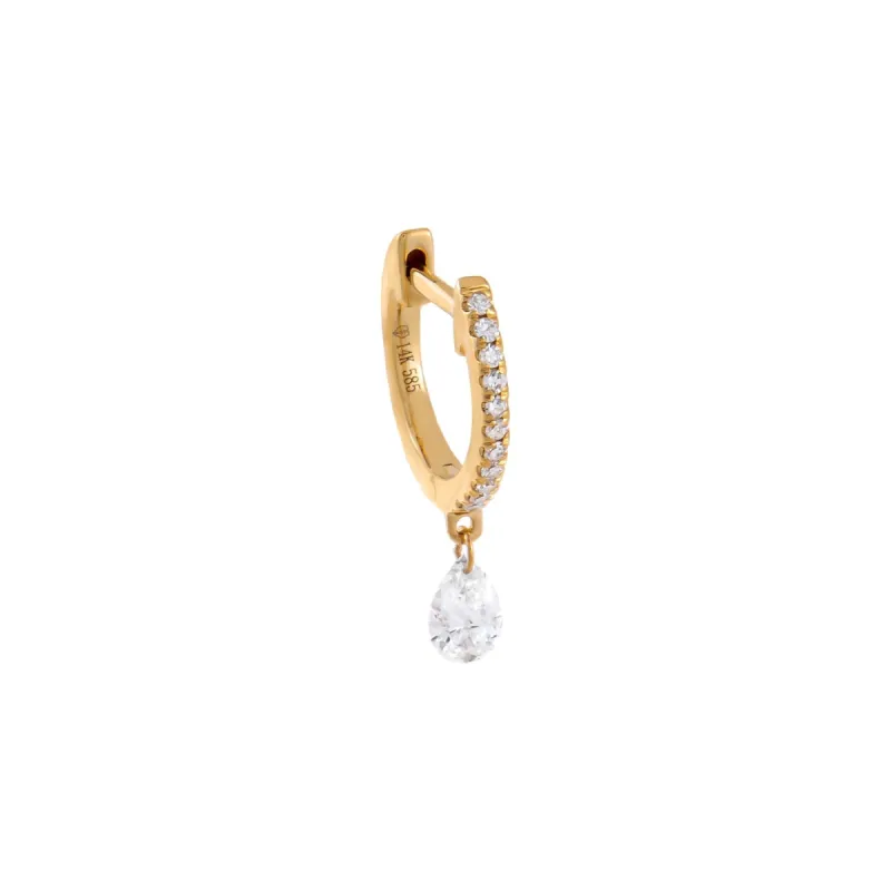 Diamond Pavé Teardrop Huggie Earring 14K sold by Adina Eden's