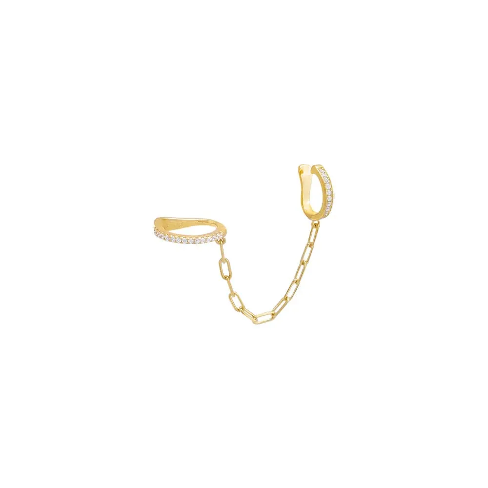 Pavé Double Link Chain Ear Cuff Earring sold by Adina Eden's