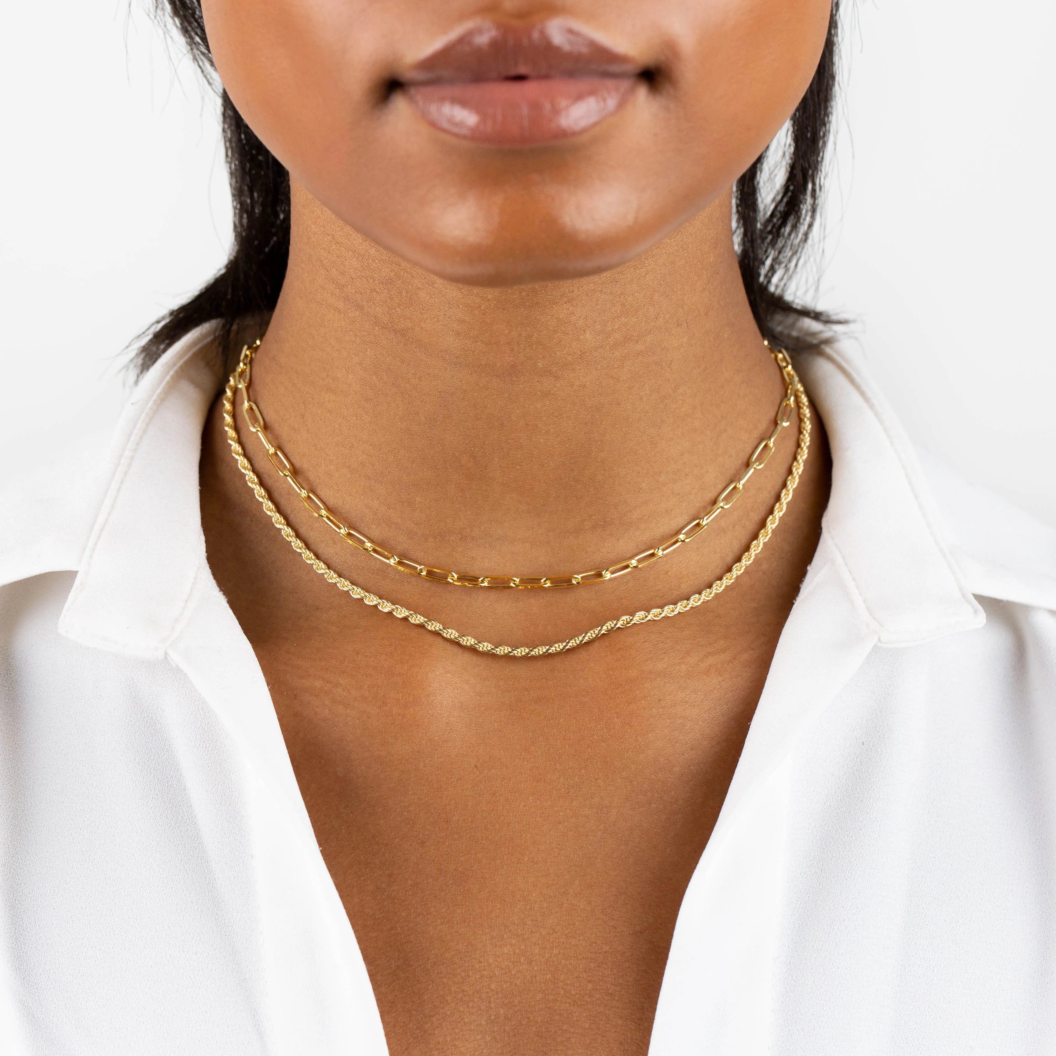 Oval Link X Rope Chain Necklace Combo Set sold by Adina Eden's product image thumbnail 2