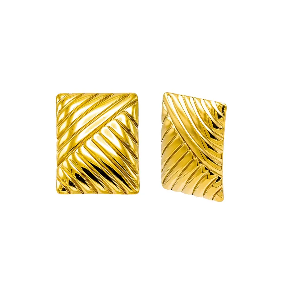 Rectangular Ridged Statement Stud Earring sold by Adina Eden's product image thumbnail 3