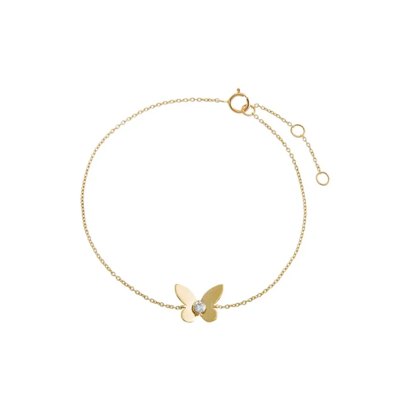 Diamond Solitaire Butterfly Bracelet 14K sold by Adina Eden's
