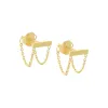 Tiny Front Back Double Chain Bar Stud Earring 14K sold by Adina Eden's