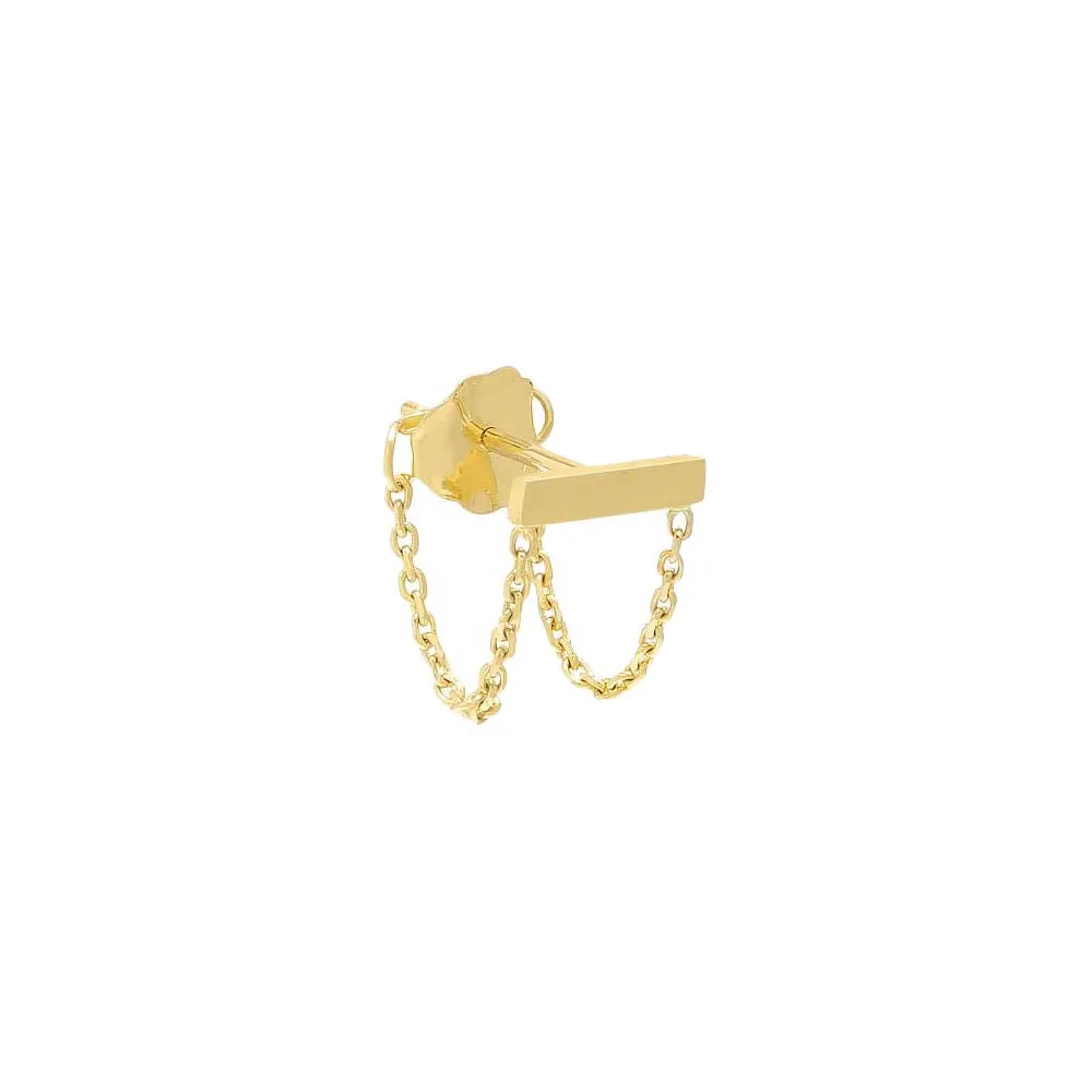 Tiny Front Back Double Chain Bar Stud Earring 14K sold by Adina Eden's product image thumbnail 2