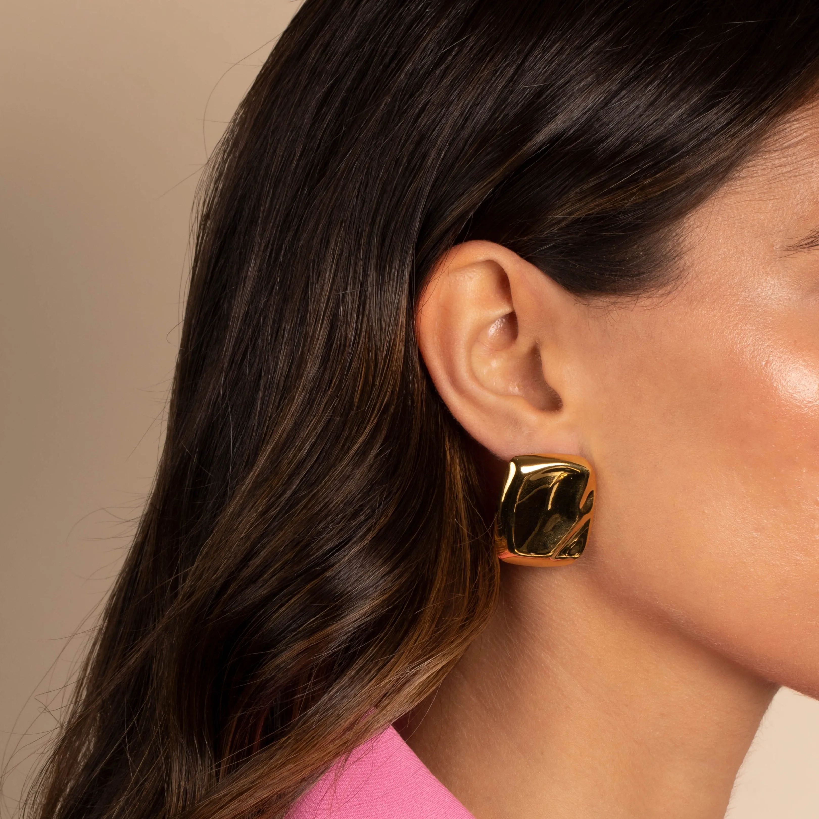 Solid Indented Square On The Ear Stud Earring sold by Adina Eden's product image thumbnail 2