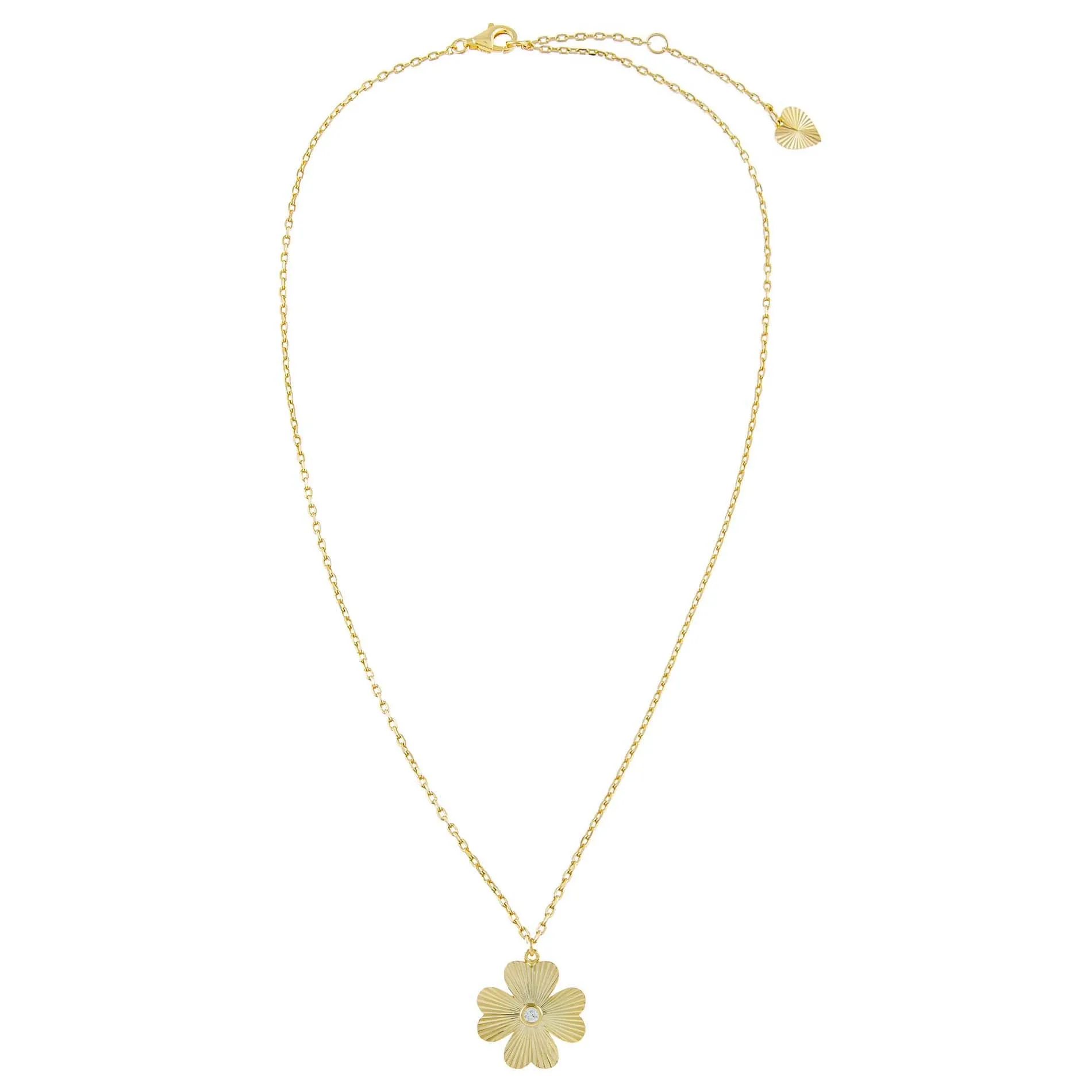 CZ Ridged Clover Necklace sold by Adina Eden's product image thumbnail 2