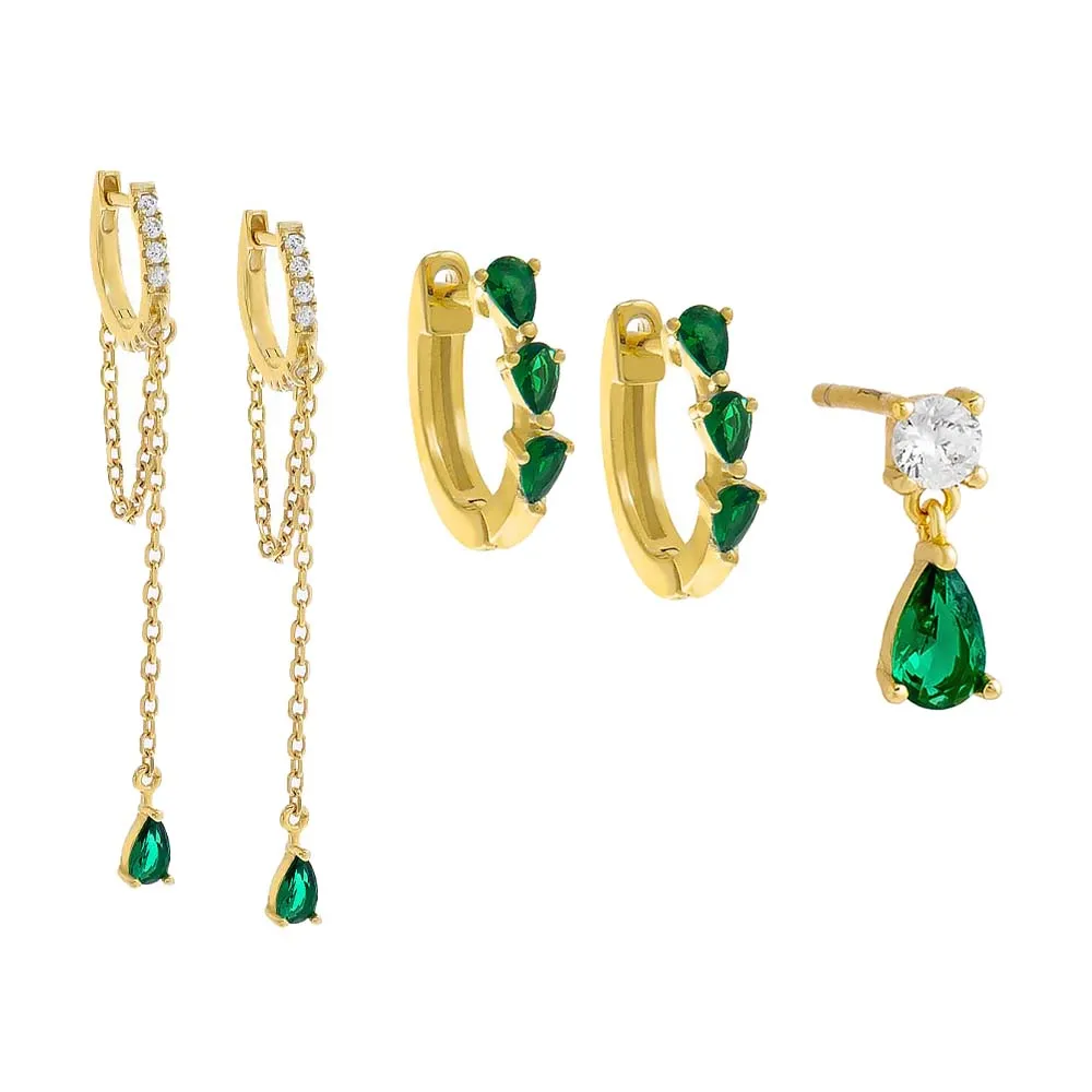 The Emerald Teardrop Earring Combo Set sold by Adina Eden's