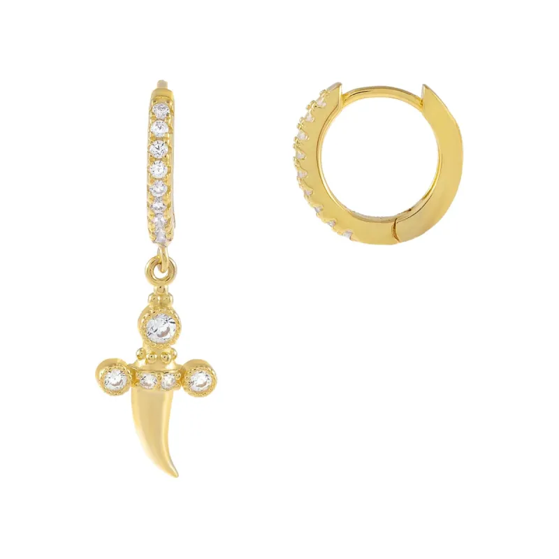 CZ Dagger Huggie Earring sold by Adina Eden's