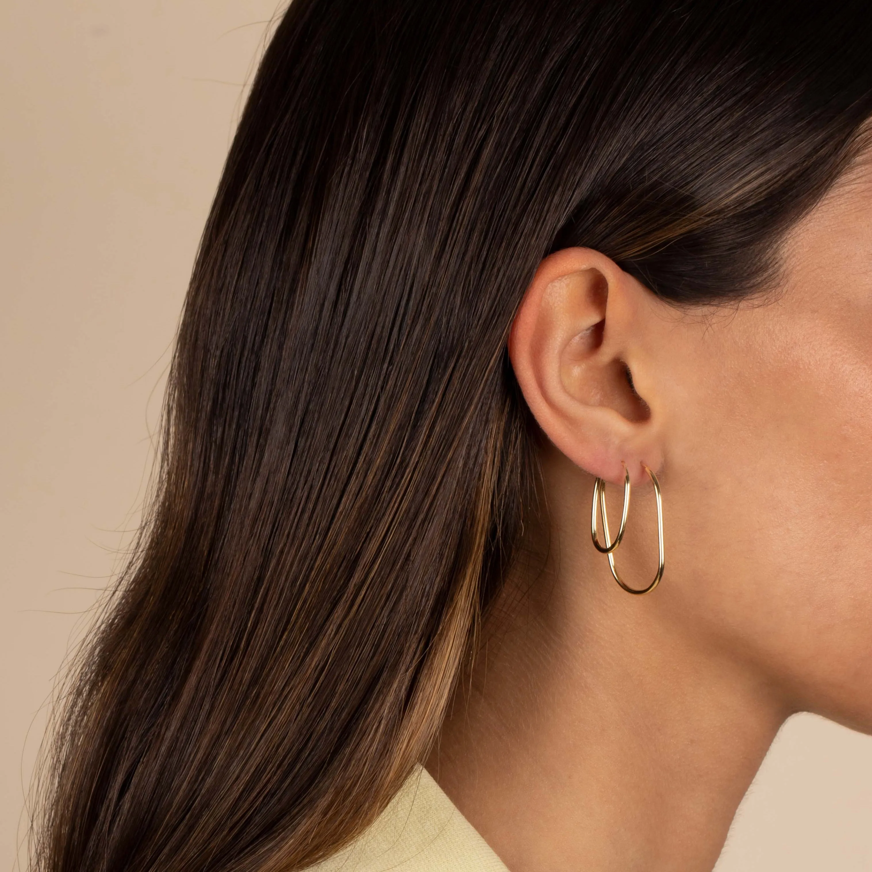 Solid Endless Oval Shape Hoop Earring 14K sold by Adina Eden's product image thumbnail 2