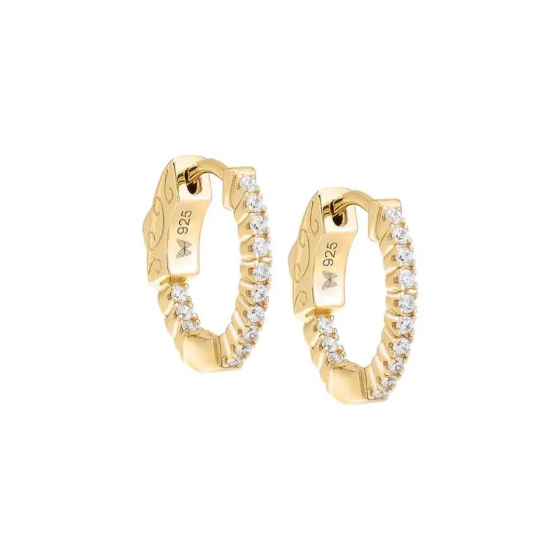 Fancy Pavé CZ Round Huggie Earring sold by Adina Eden's