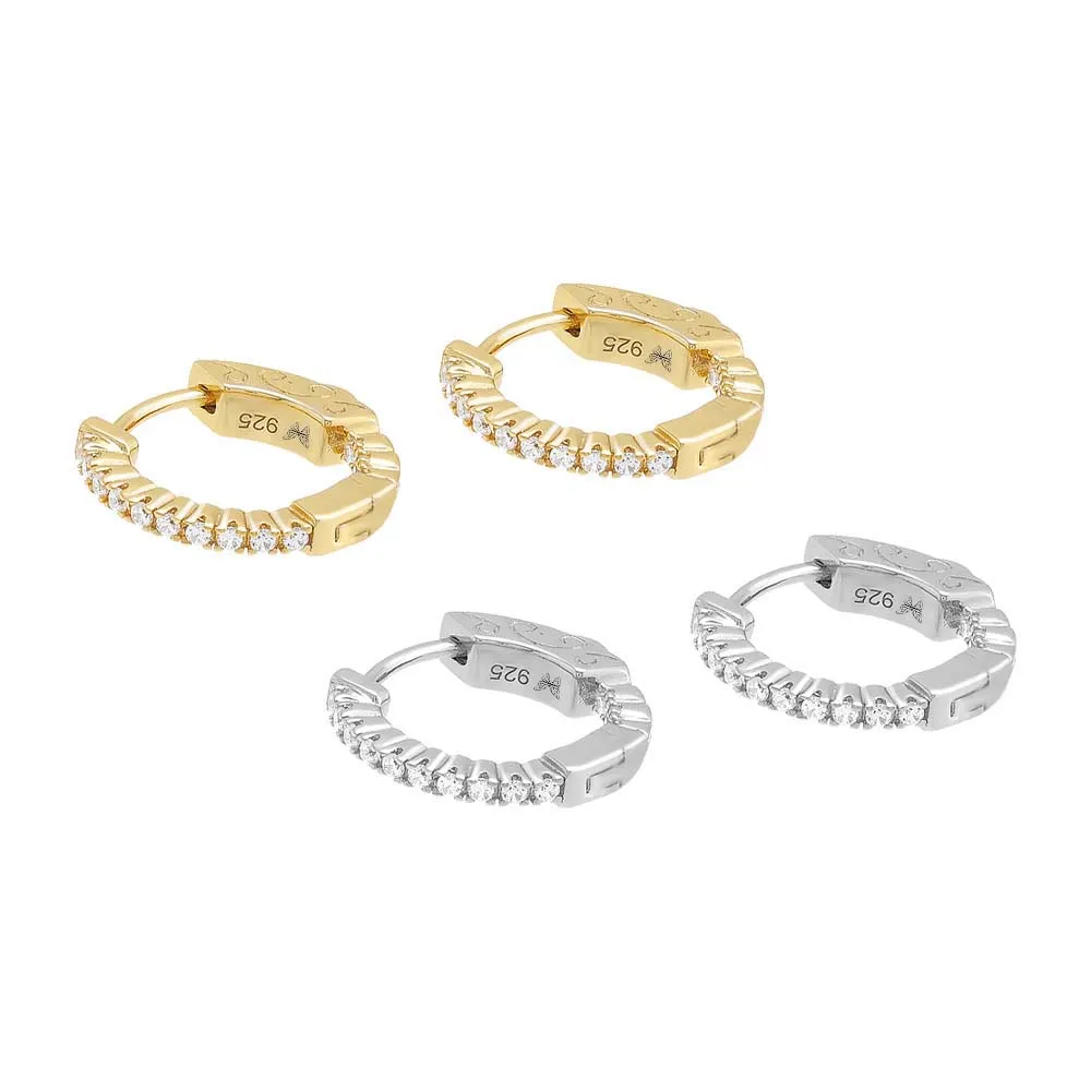 Fancy Pavé CZ Round Huggie Earring sold by Adina Eden's product image thumbnail 3