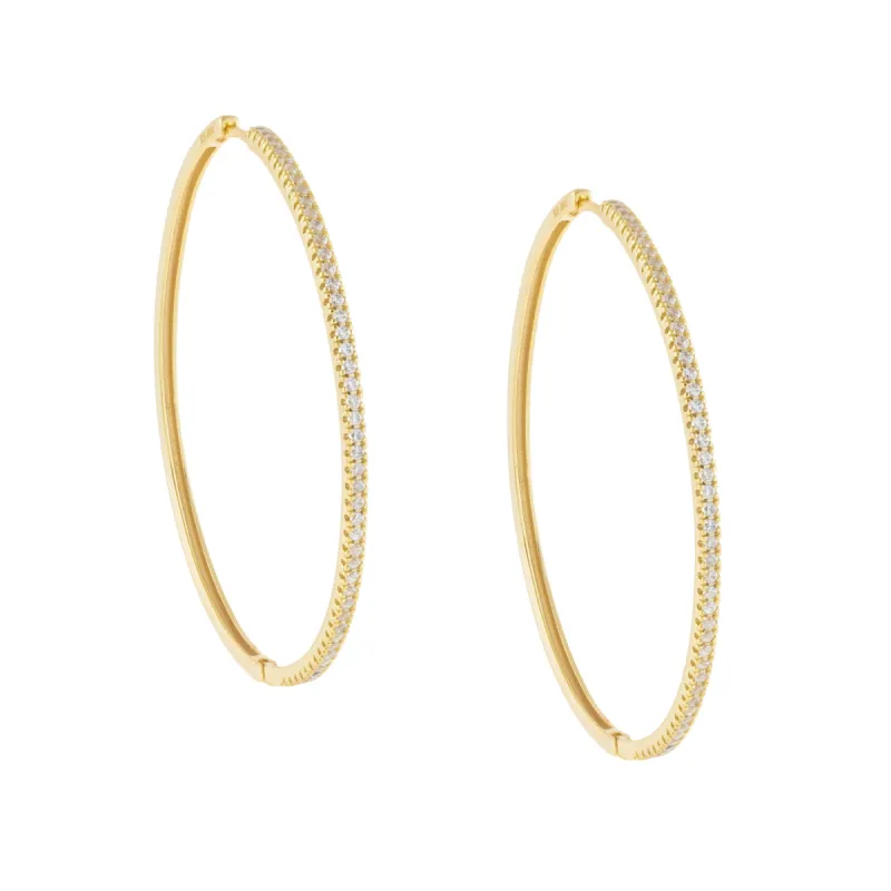 Large Pave Thin Hoop Earring sold by Adina Eden's