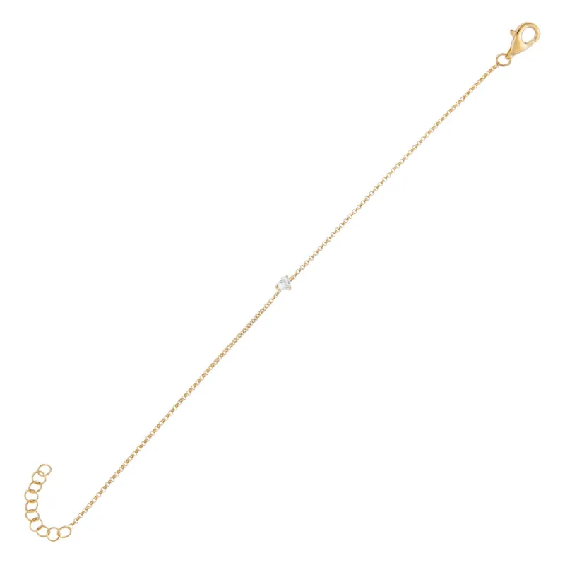 Tiny Diamond Heart Bracelet 14K sold by Adina Eden's