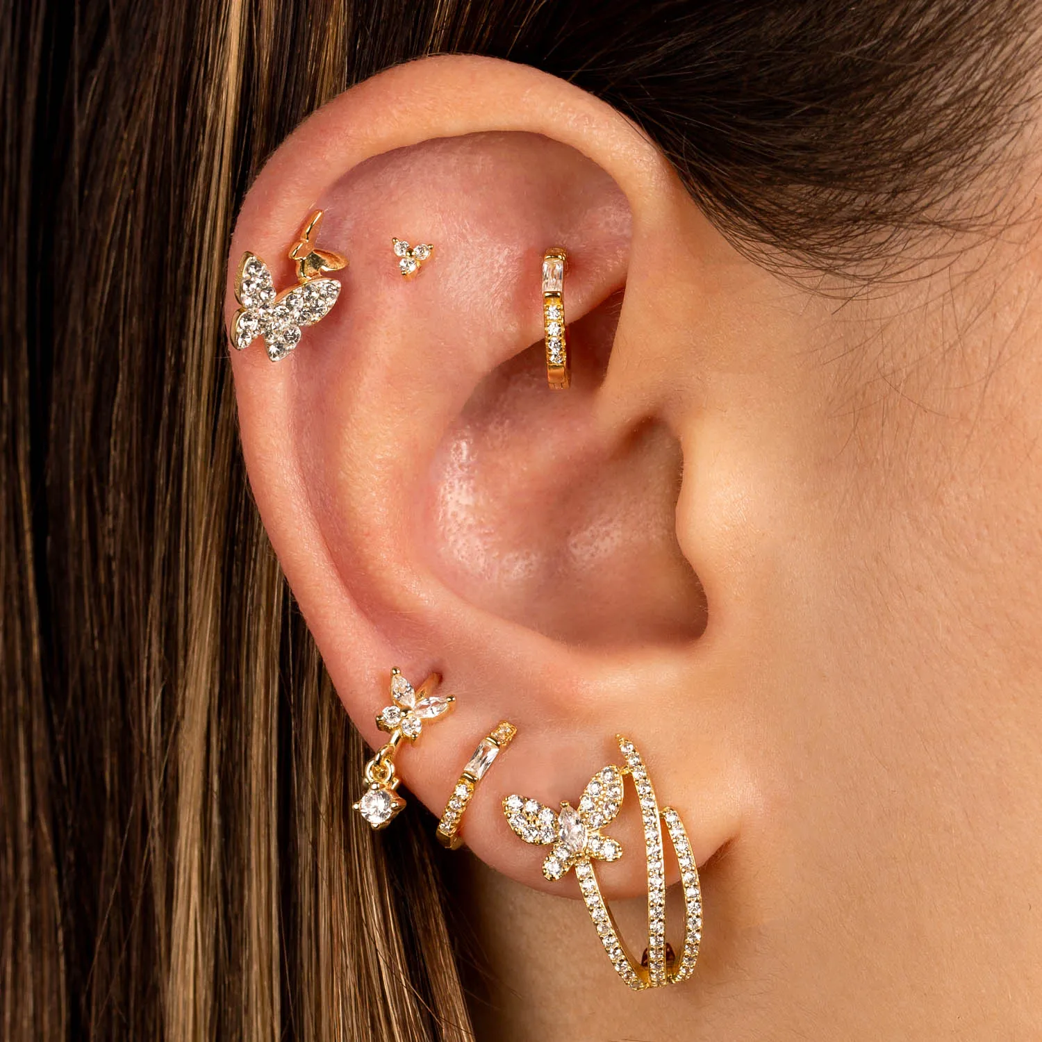 Pavé Butterfly Triple Wrap Stud Earring sold by Adina Eden's product image thumbnail 3