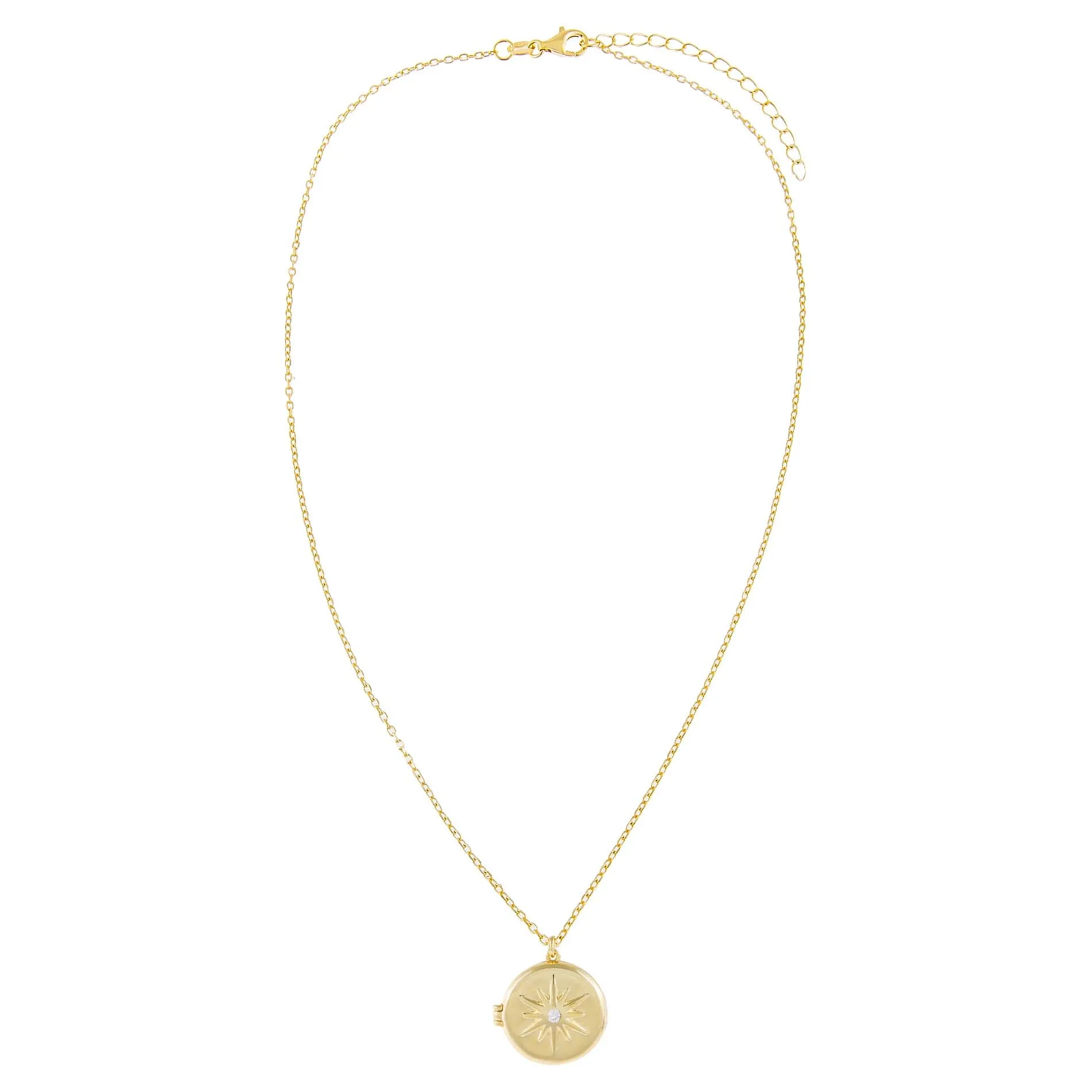 CZ Starburst Locket Necklace sold by Adina Eden's product image thumbnail 3