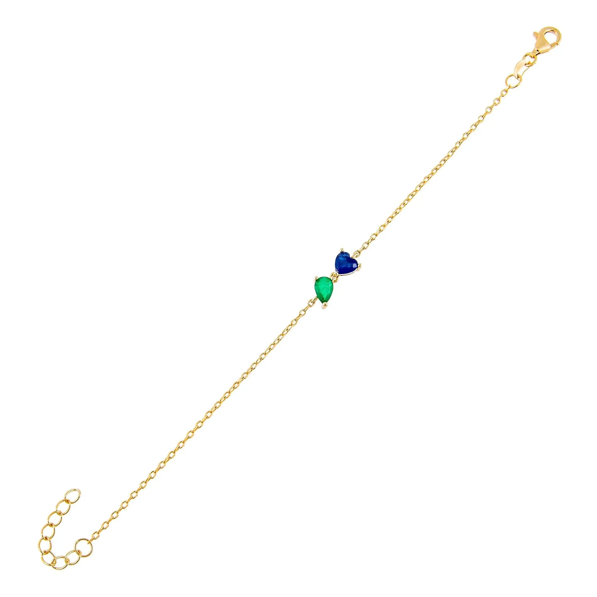 CZ Colored Teardrop X Heart Bracelet sold by Adina Eden's