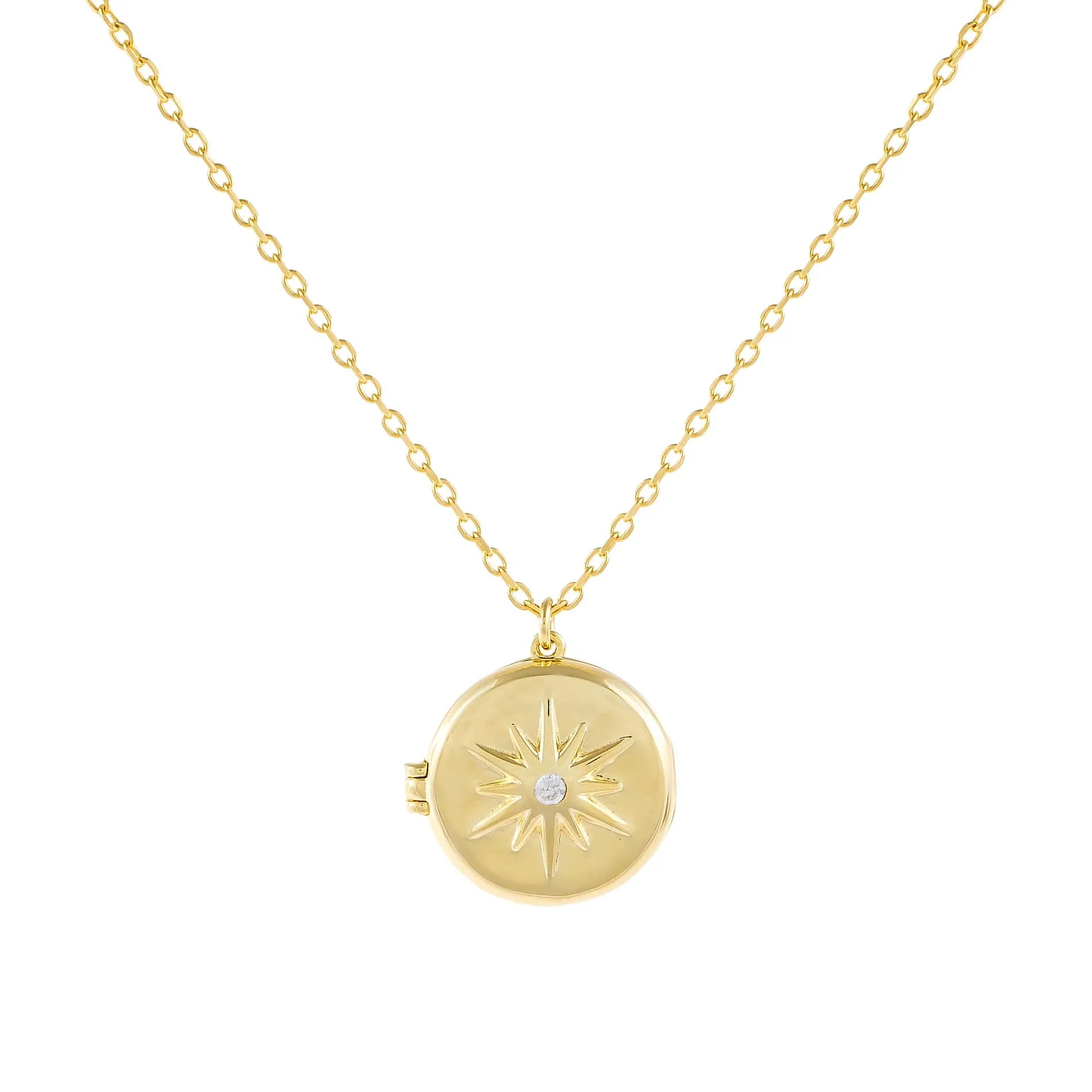 CZ Starburst Locket Necklace sold by Adina Eden's