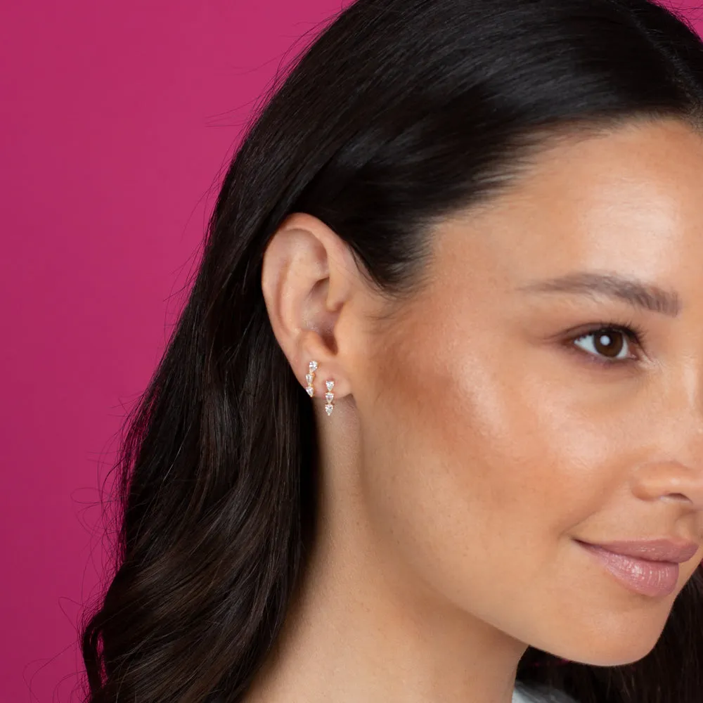 Diamond Triple Teardrop Bar Stud Earring 14K sold by Adina Eden's product image thumbnail 4