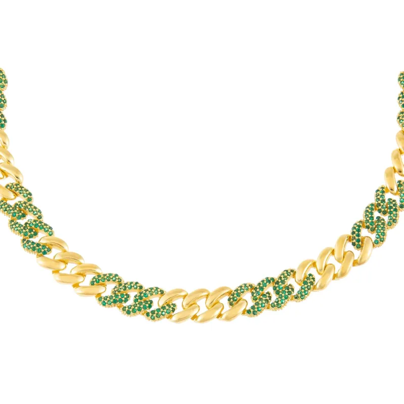 Pavé Emerald Green Chain Link Choker sold by Adina Eden's