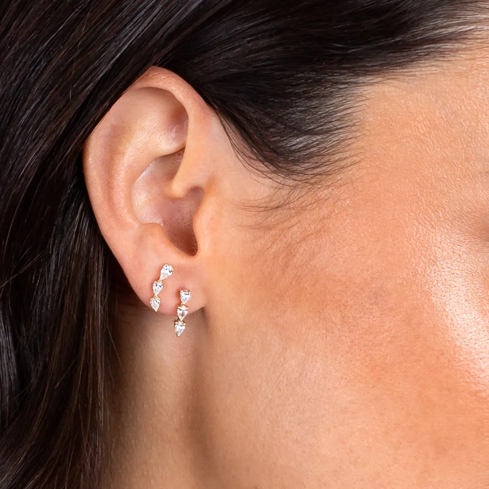 Diamond Triple Teardrop Bar Stud Earring 14K sold by Adina Eden's product image thumbnail 2