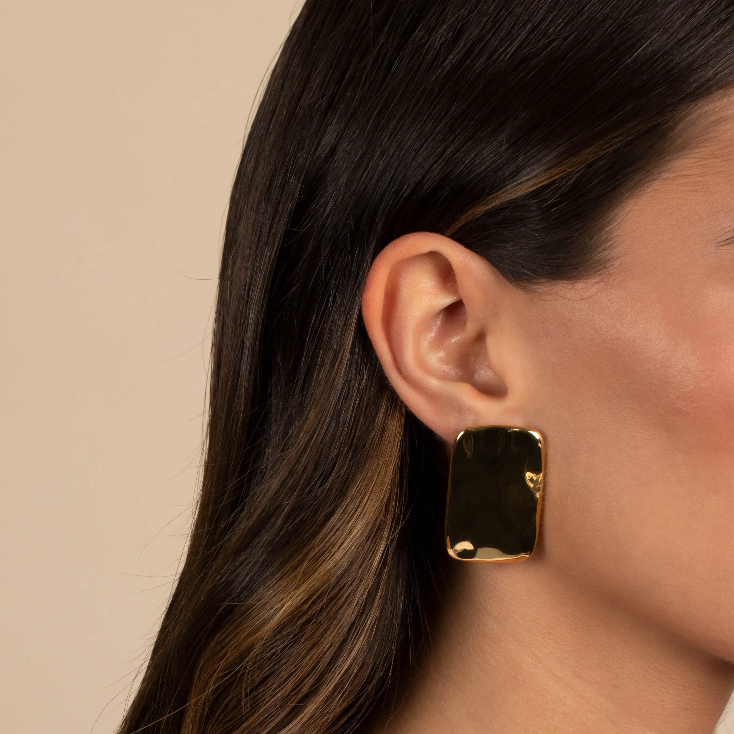 Solid Textured Rectangular Statement Stud Earring sold by Adina Eden's product image thumbnail 2