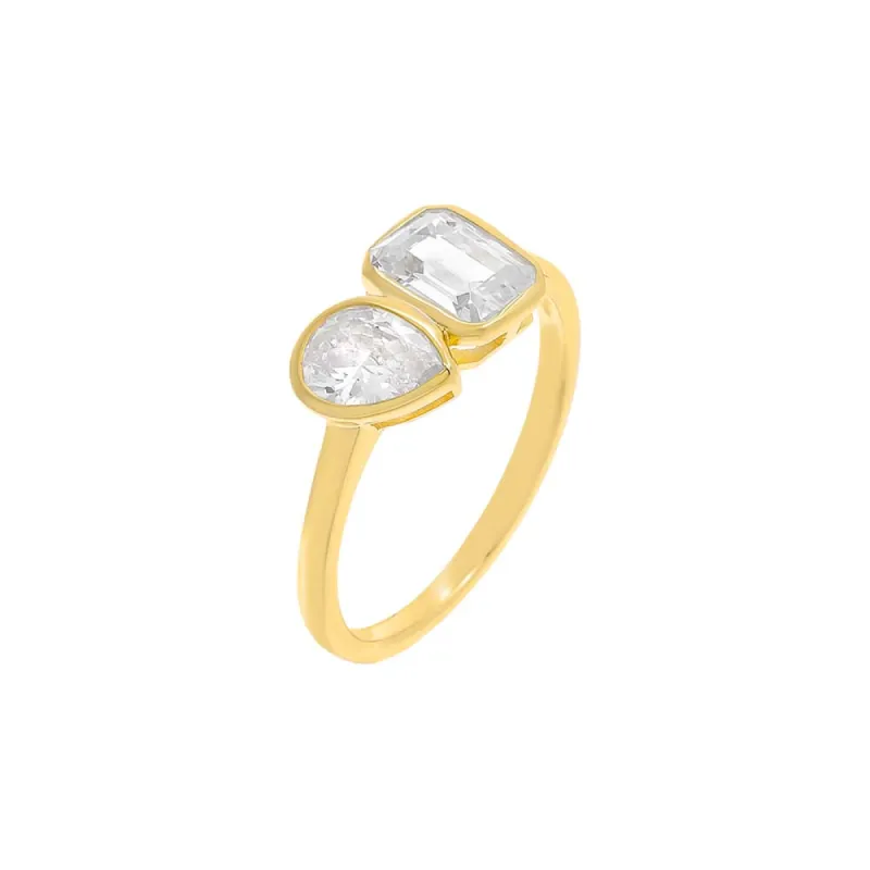 Teardrop X Emerald Bezel-Set Ring sold by Adina Eden's