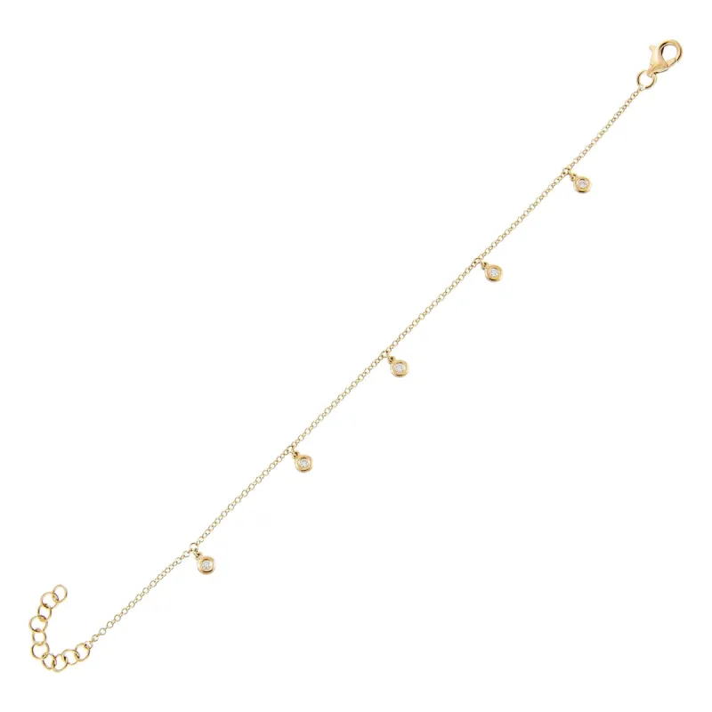 Diamond Bezel Dangle Bracelet 14K sold by Adina Eden's