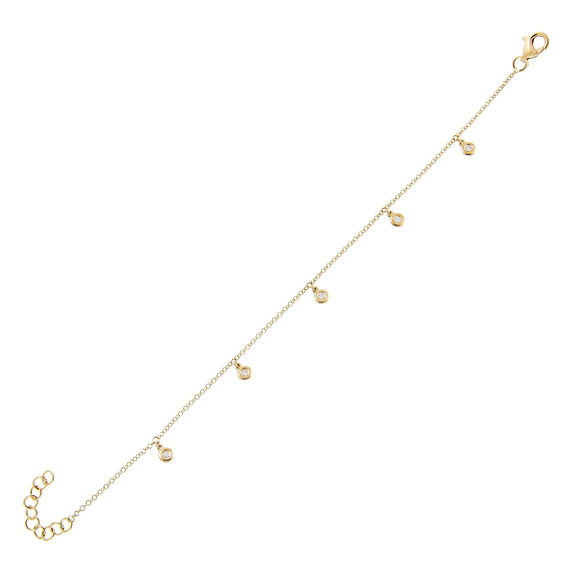 Diamond Bezel Dangle Bracelet 14K sold by Adina Eden's