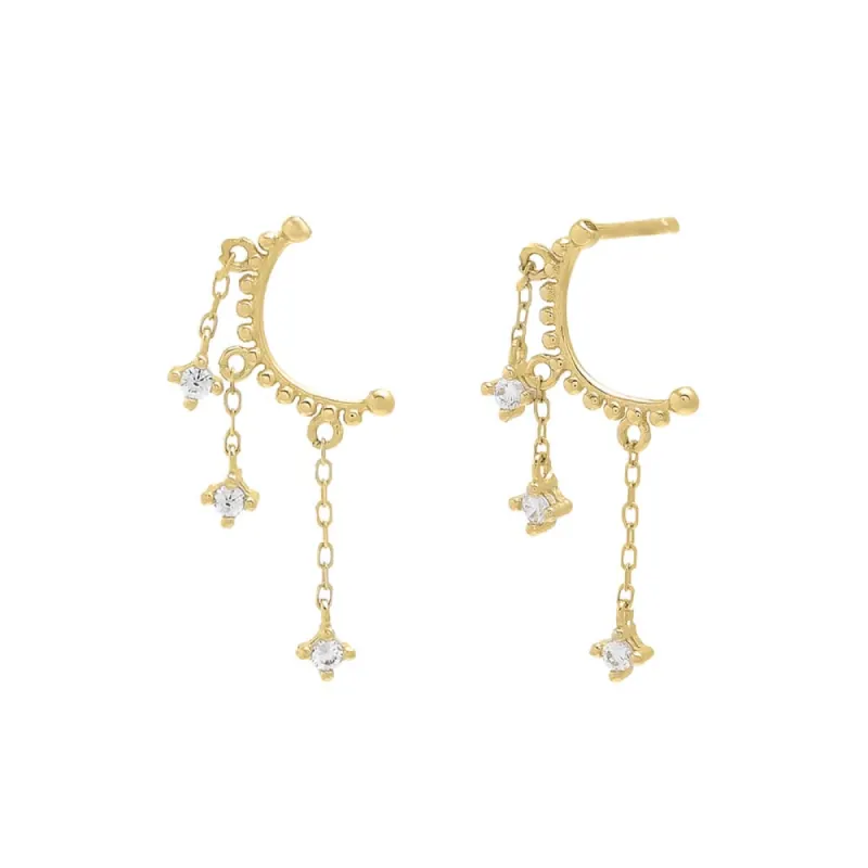 Triple CZ Dangling Stud Earring 14K sold by Adina Eden's
