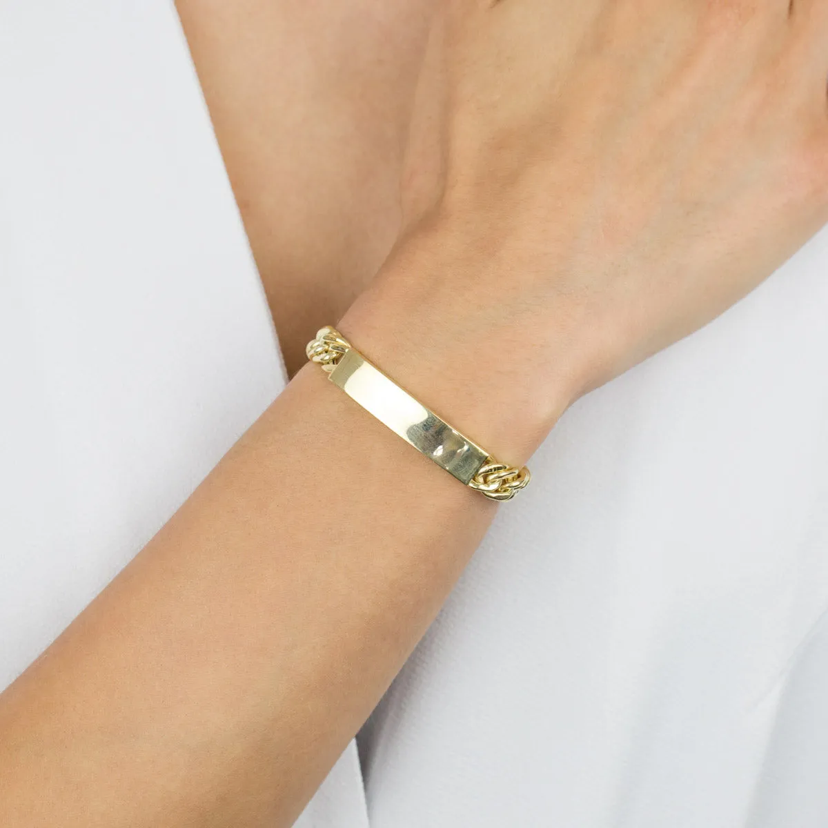 Engravable Hollow Double Curb Bar Chain Bracelet sold by Adina Eden's product image thumbnail 2