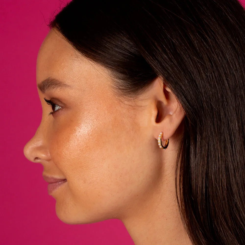 Pearl Huggie Earring sold by Adina Eden's product image thumbnail 3